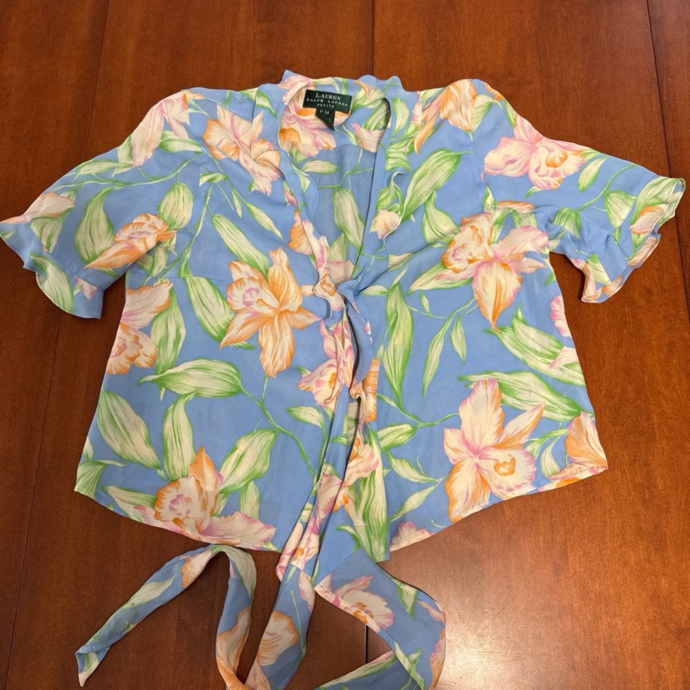 Ralph Lauren Floral Tie-Front Blouse